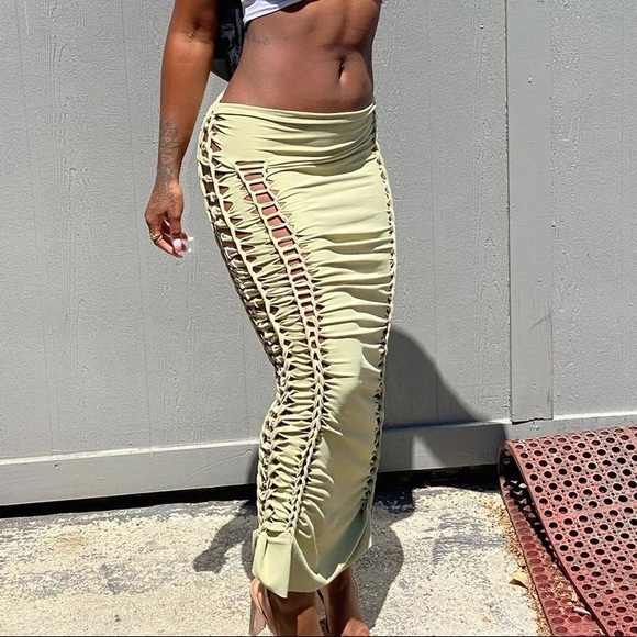 Skirt weave BLACK skirt sexy womens cutout - Picture 2 of 5